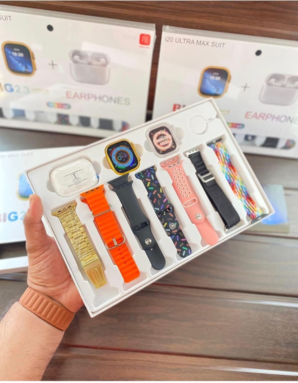 i20 Ultra Max Smartwatch Combo – 10 in 1 Premium Set